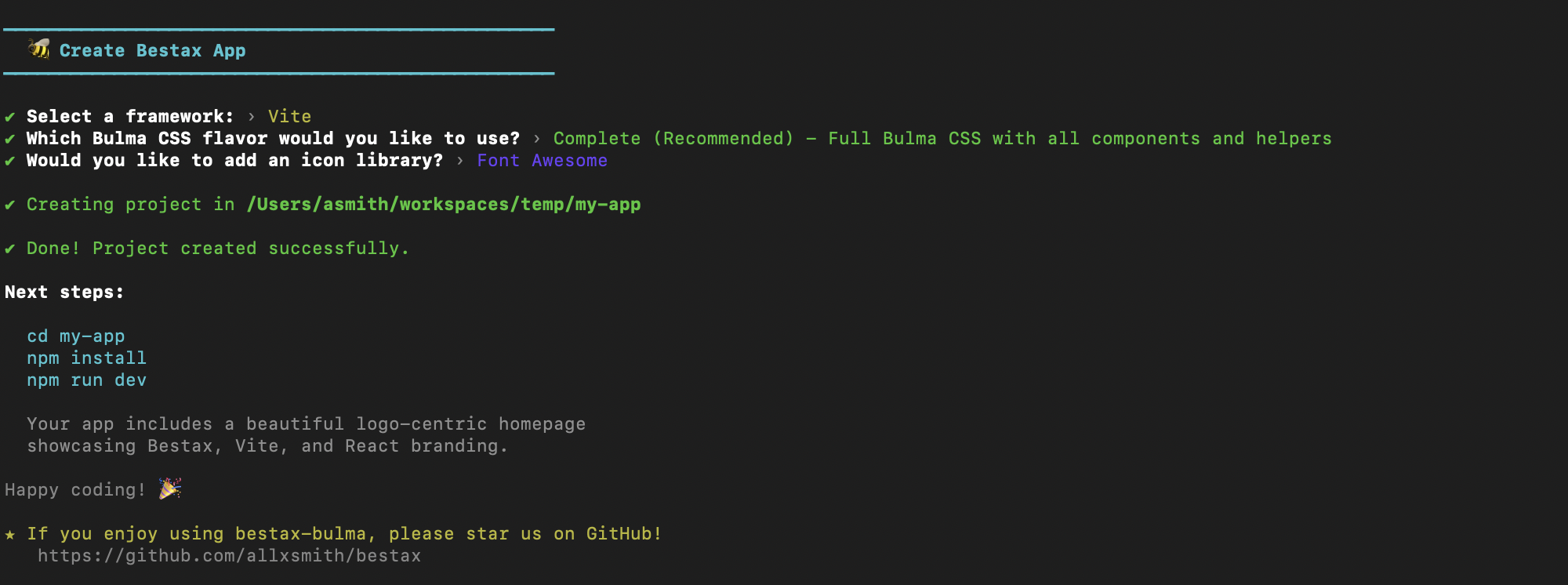bestax-bulma CLI done